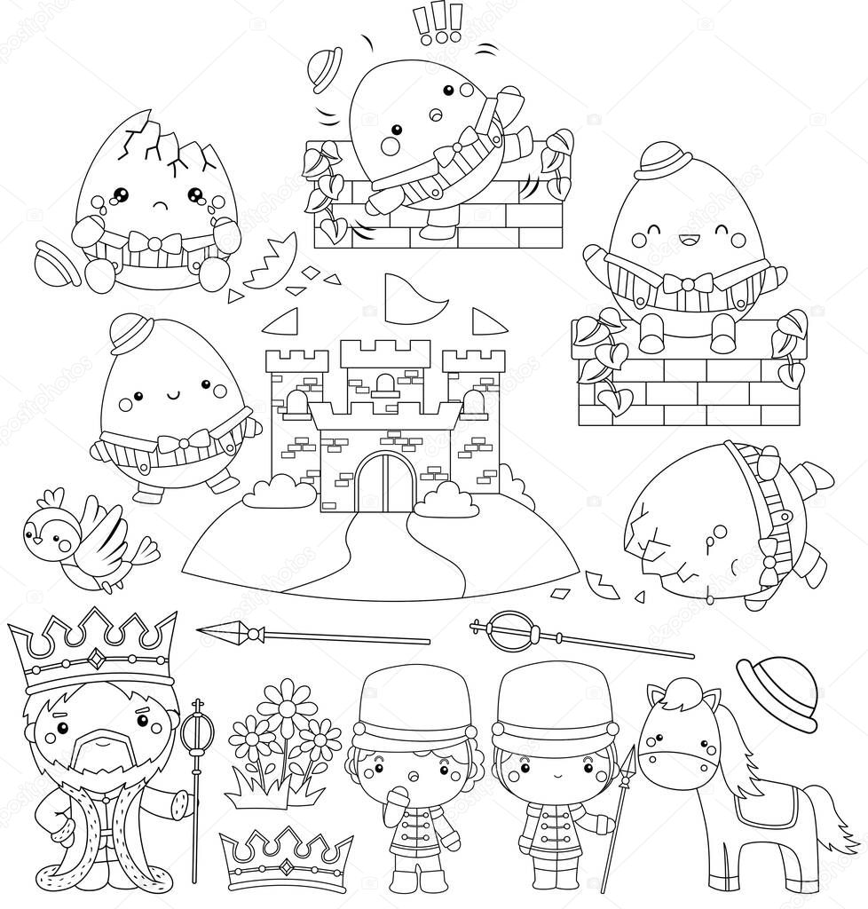 a black and white vector of humpty dumpty story