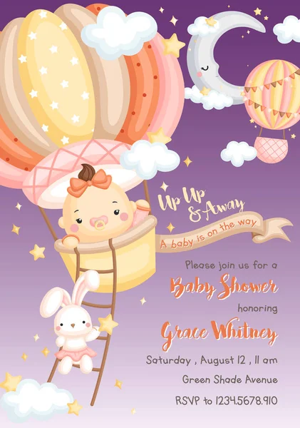 Een Schattige Vector Kaart Van Baby Shower Viering Voor Baby — Stockvector