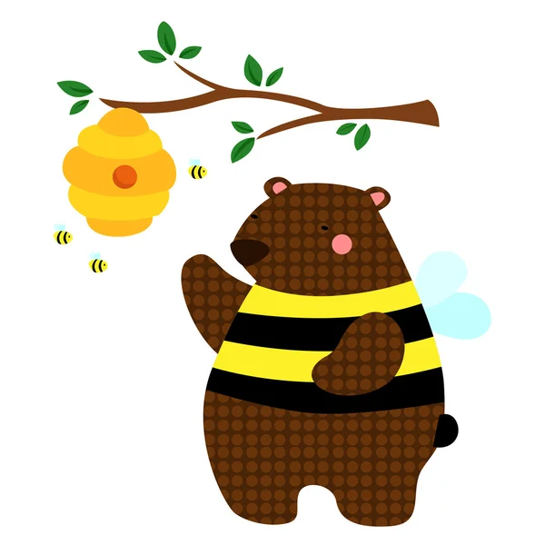 Honeybee Bear — Stock Vector