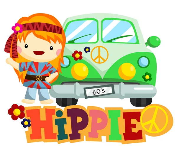 Chica hippie — Vector de stock