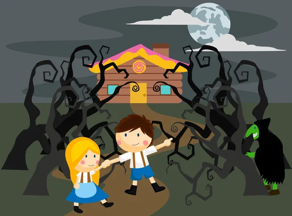 Espeluznante Hansel y Gretel — Vector de stock