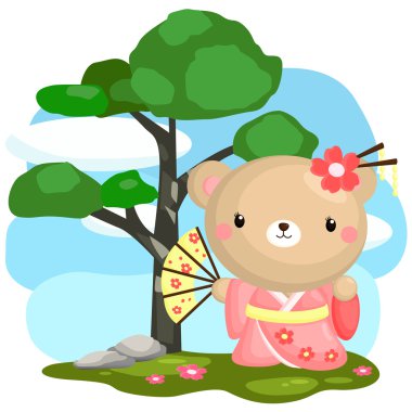 Japonya ayı Kimono giymiş