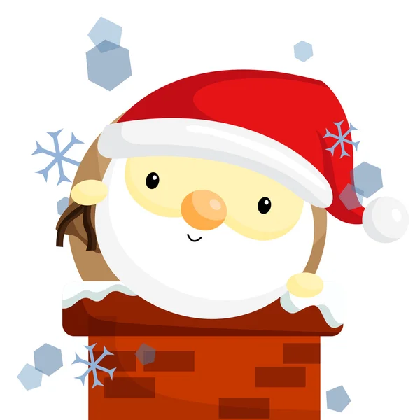 Santa y Chimenea — Vector de stock