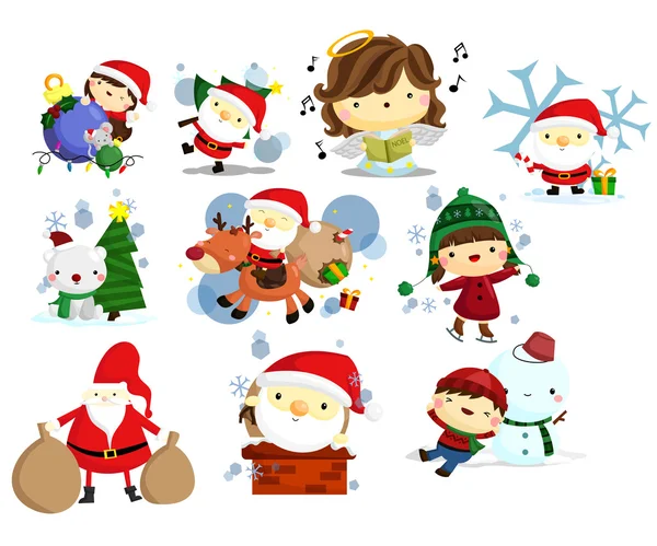 Ensemble vectoriel de Noël, vacances et hiver — Image vectorielle