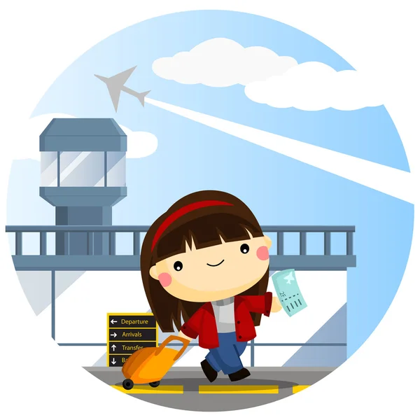 Chica viajera — Vector de stock