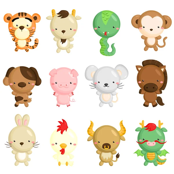 Chinese Zodiac Animals — Stock Vector