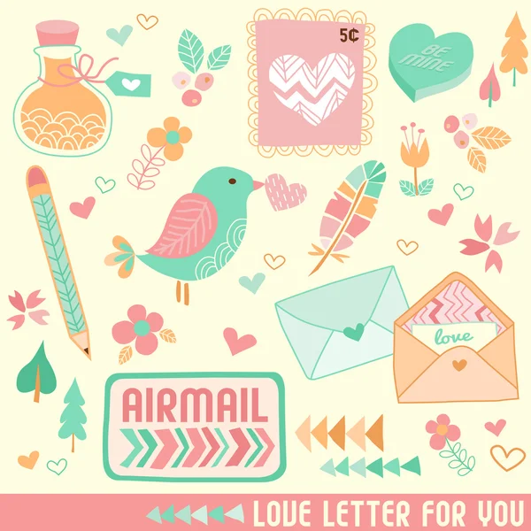 Lettre d'amour Saint Valentin — Image vectorielle