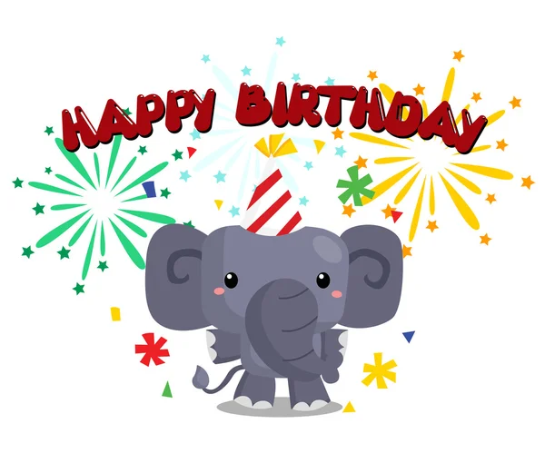 Birthday Elephant — Stock Vector