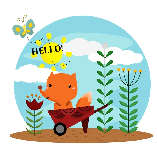 Fox dans le jardin — Image vectorielle