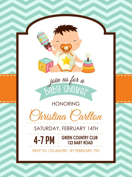 Baby Shower Boy Invitation — Stock Vector