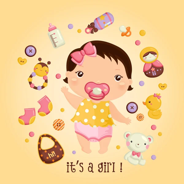 It's A Girl Card — Stock Vector