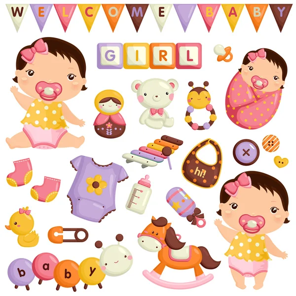 Baby Girl Vector Set — Stock Vector