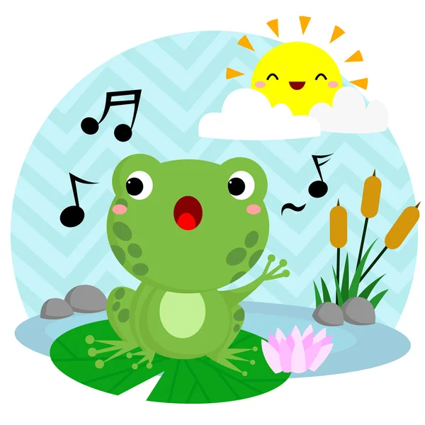 Singing Frog — Stock Vector