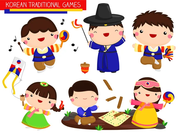 Jogos tradicionais coreanos Vector Set —  Vetores de Stock