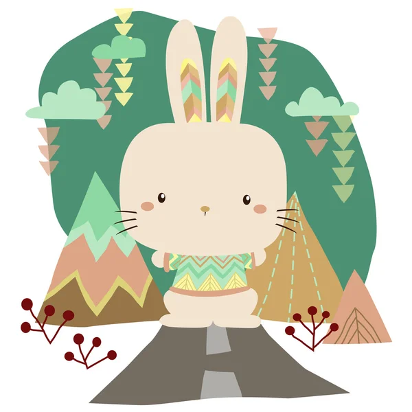 Retro Tribal Bunny — Stock Vector