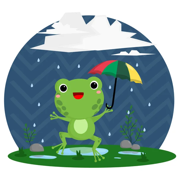 Βροχή και βάτραχος — Διανυσματικό Αρχείο