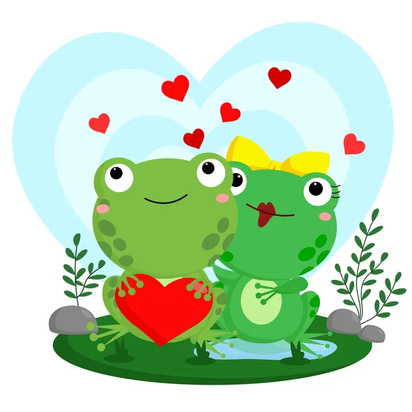 Frog in Love — Stock Vector