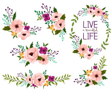 Flower Watercolor Vector Set clipart