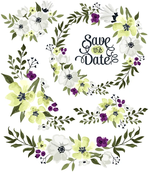 Çiçek çelenk vektör Set