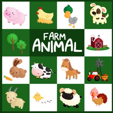 çiftlik hayvan vektör set