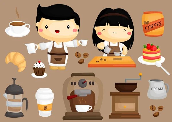 Café Café Vector Set — Archivo Imágenes Vectoriales