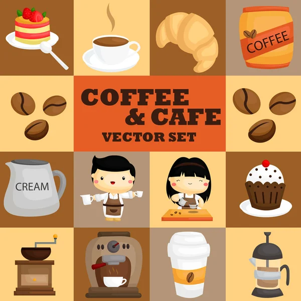Квадратный кофе и кафе — стоковый вектор