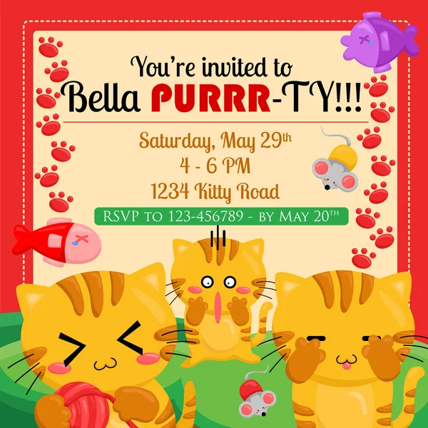 Cats Invitation — Stock Vector