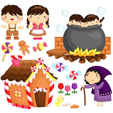 Hansel ve Gretel vektör Set