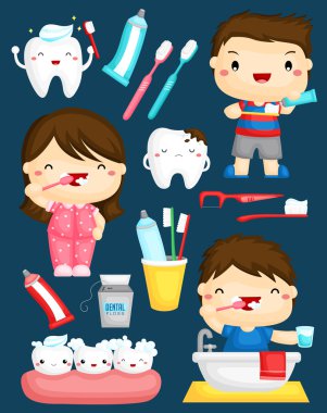 Fırçalama diş vektör Set