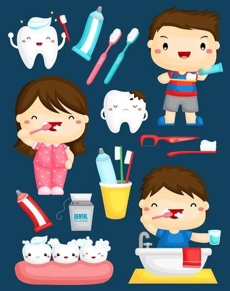 Fırçalama diş vektör Set