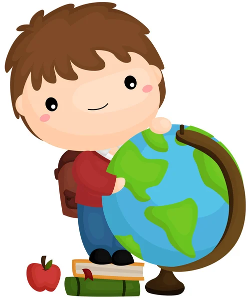 Enfant et Globe — Image vectorielle