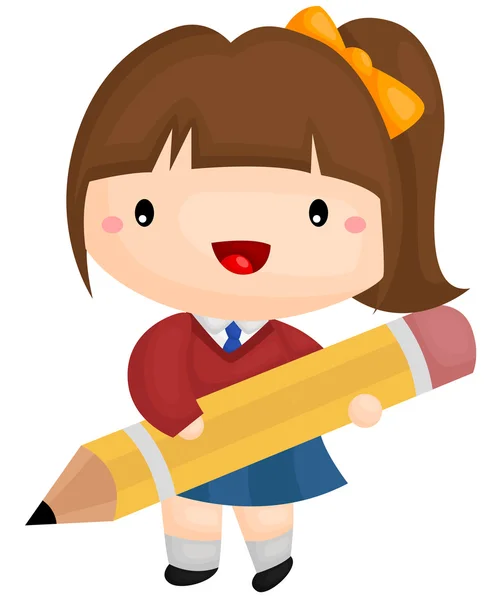 Girl and Pencil — Stock Vector