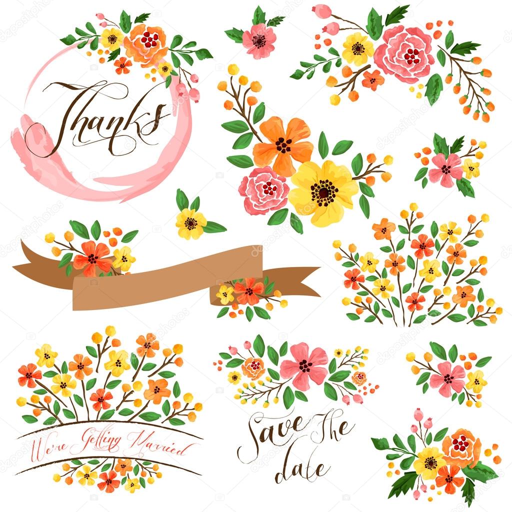 Yellow Orange Flower Vector Set — Stock Vector © comodo777 #74692529