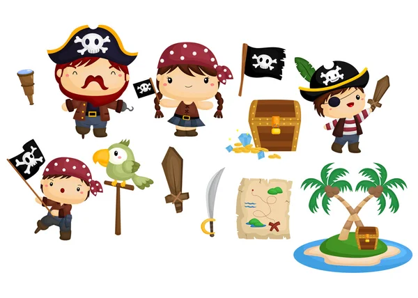 Conjunto de vectores pirata Ilustración de stock