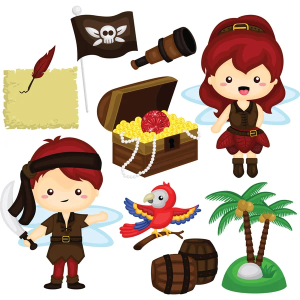 Pirate Fairy Vector Set — Stock Vector