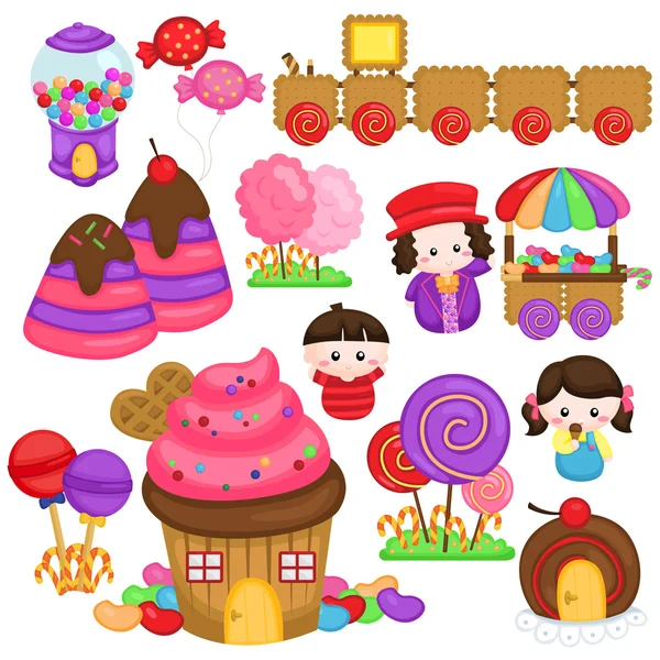 Candyland conjunto de vectores Ilustración de stock