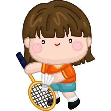 badminton oyuncusunun şirin bir vektörü