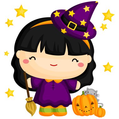 sevimli cadı ve kedi