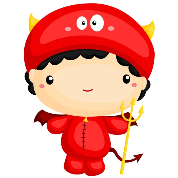 Niño con disfraz de diablo — Vector de stock