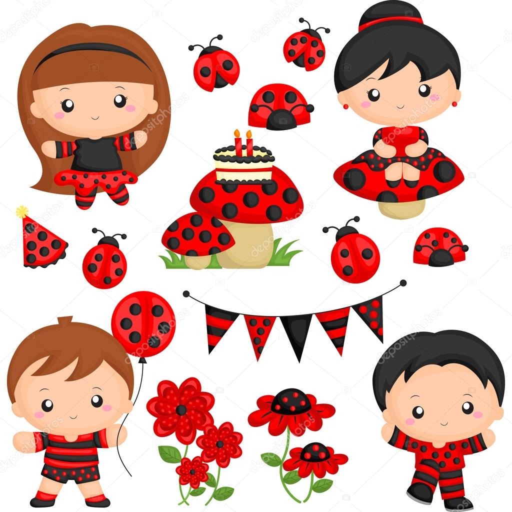 Ladybug Party Vector Set