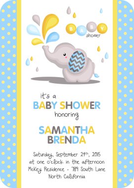 Boy Elephant Baby Shower Invitation clipart