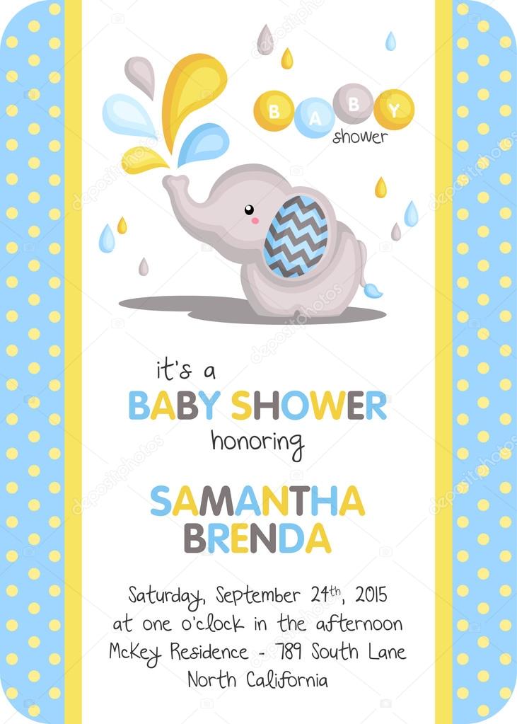 Boy Elephant Baby Shower Invitation