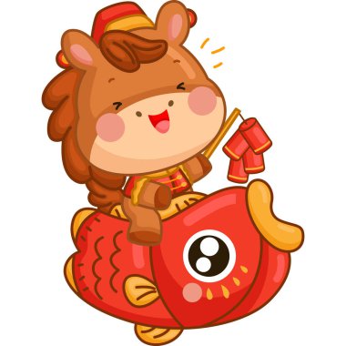 At yılını temsil eden şirin bir atın vektörü.