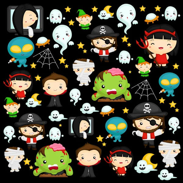 Caractères d'Halloween Contexte — Image vectorielle
