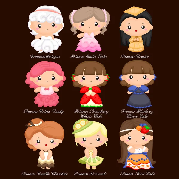 Alimentos Princesa Vector Set — Vector de stock