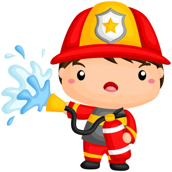 Cute Fireman Working — Stock Vector