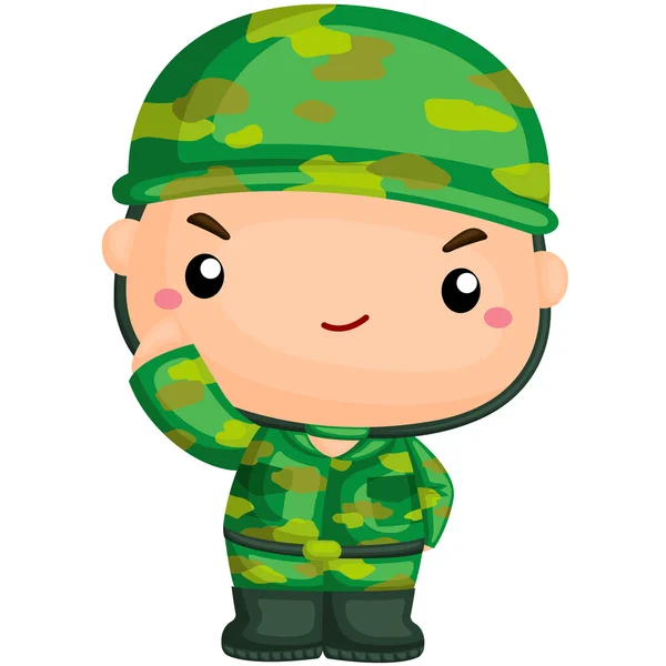 Soldat mignon en service — Image vectorielle