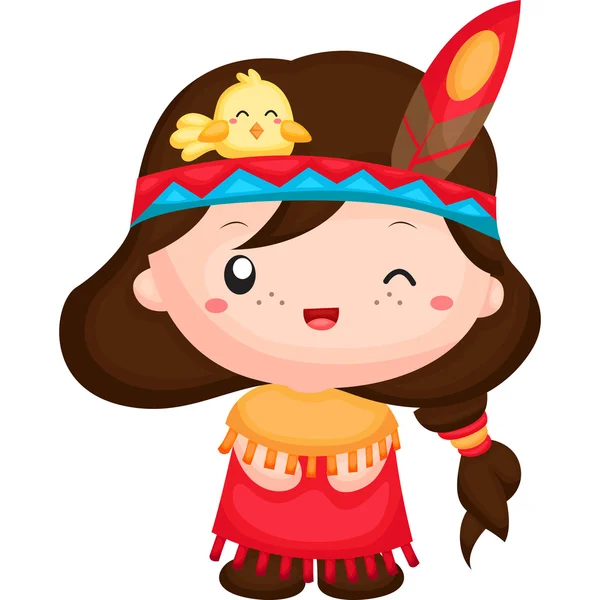 De Native American Girl — Stockvector