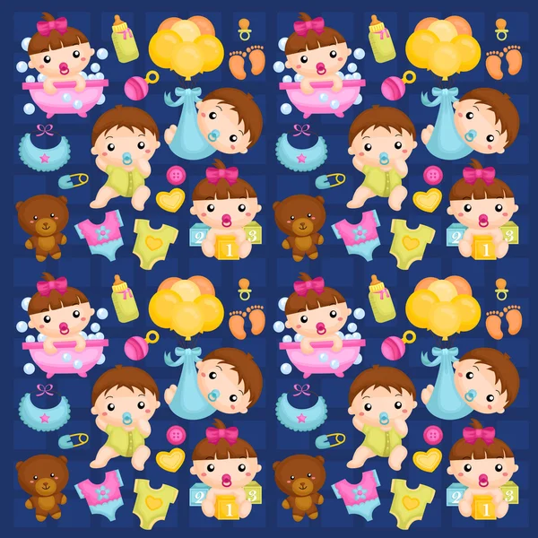 Babies in Action Background — Stock Vector