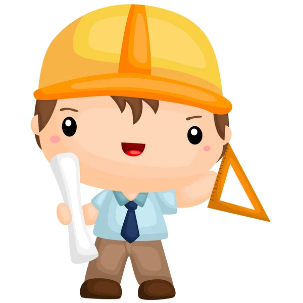 Cute Architect boy at work — Stock Vector